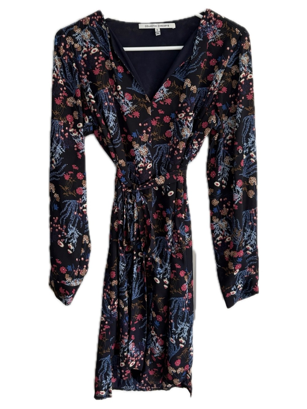 Collection concepts Floral Dress in Black with Blue & Pink Print